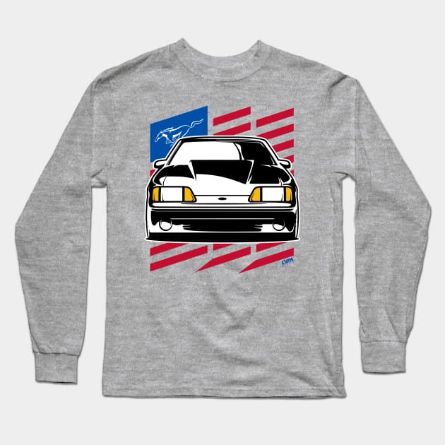 Foxbody Ford Mustang GT US Flag Long Sleeve T-Shirt by LYM Clothing